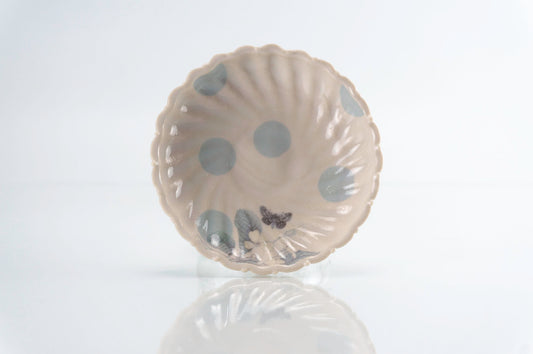 Plato Redondo Flor y Lunar Azul (d-115)
