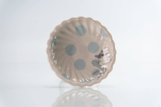 Plato Redondo Flor y Lunar Azul (d-117)