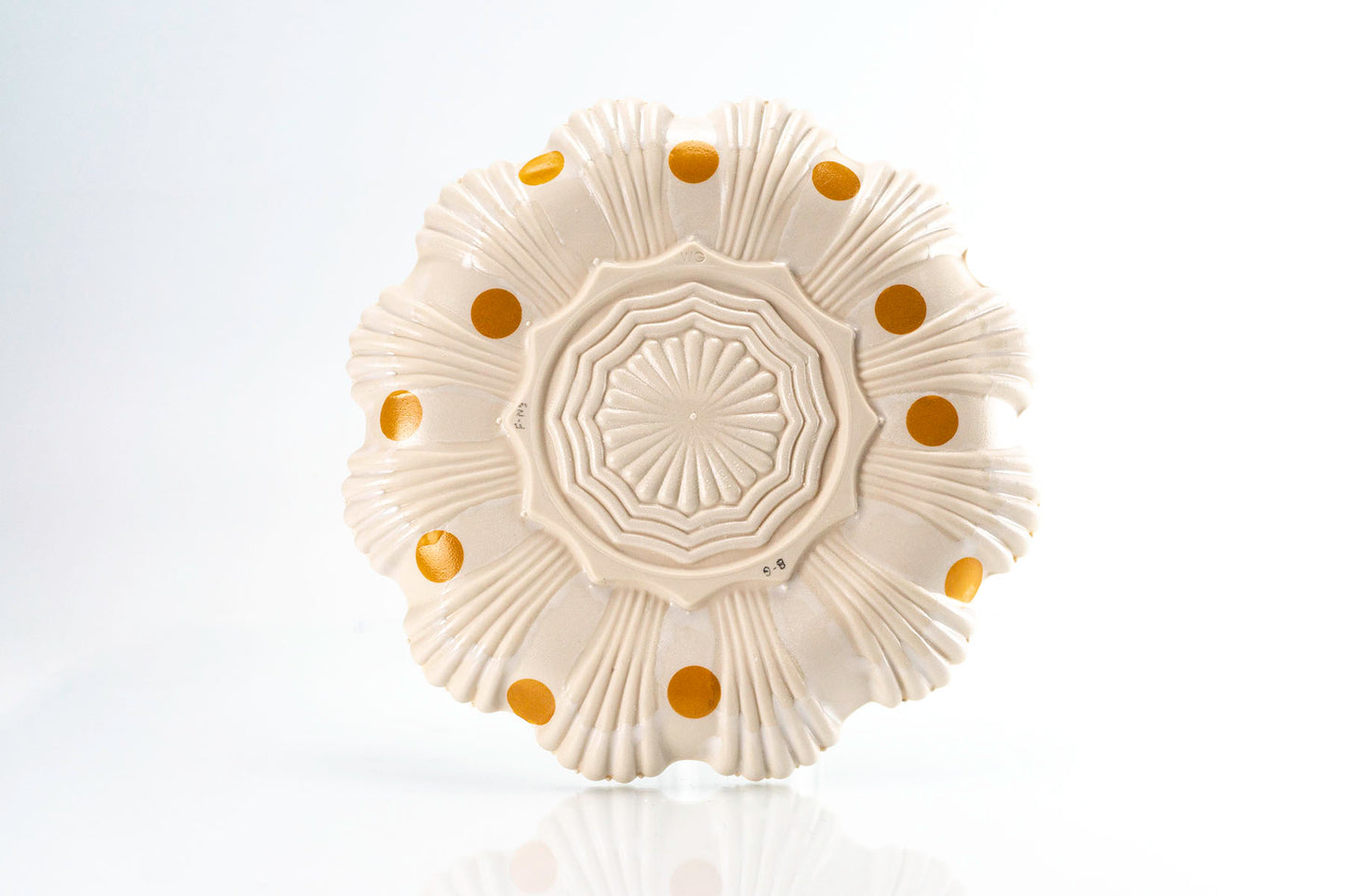 Flower, Pink and Orange Dot Medium Plate (p-277)