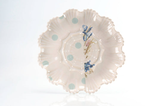 Assiette moyenne à pois bleus et fleurs (p-278)