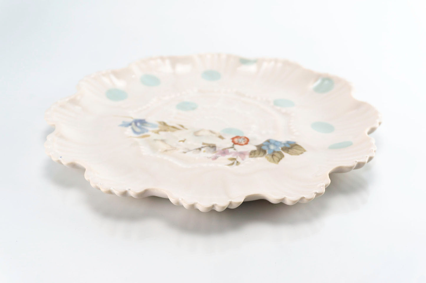 Flower and Teal Dot Medium Plate (p-280)