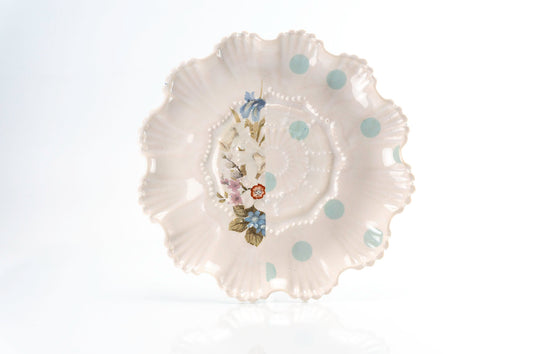 Assiette moyenne à pois bleus et fleurs (p-280)