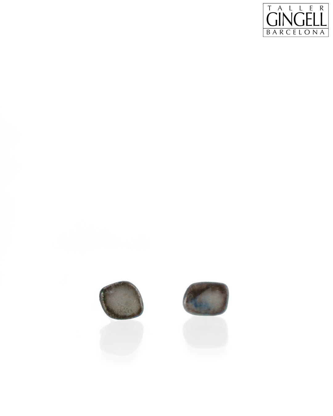 Boucles d'oreilles à tige en argent sterling et porcelaine noire (j - 10)