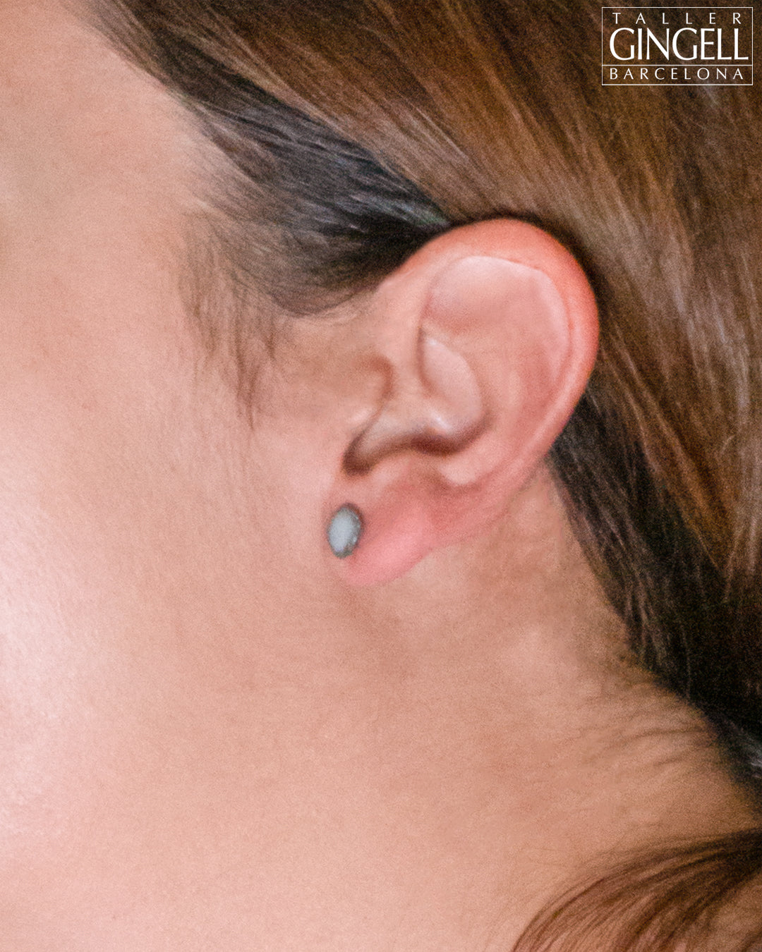 Boucles d'oreilles à tige en argent sterling et porcelaine noire (j - 10)