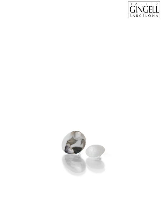 Mismatched Silver and Porcelain Stud Earrings (j - 16)