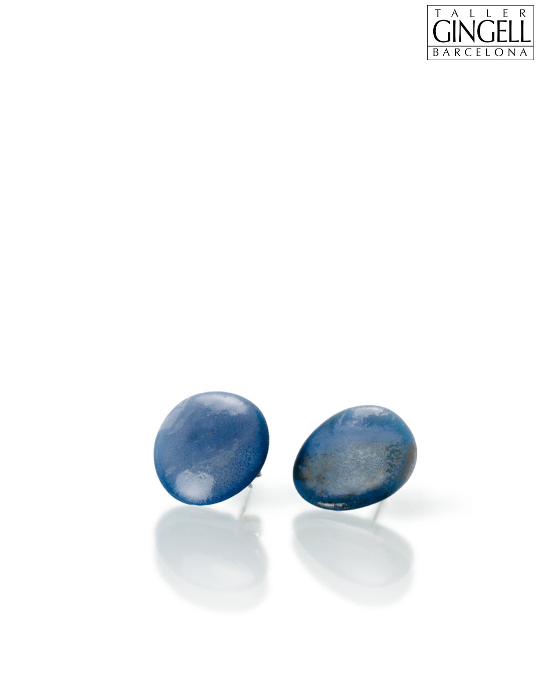 Boucles d'oreilles à tige en argent sterling et porcelaine bleu de Prusse (j - 20)