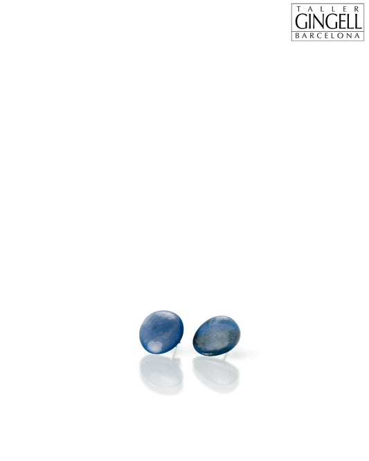 Boucles d'oreilles à tige en argent sterling et porcelaine bleu de Prusse (j - 20)