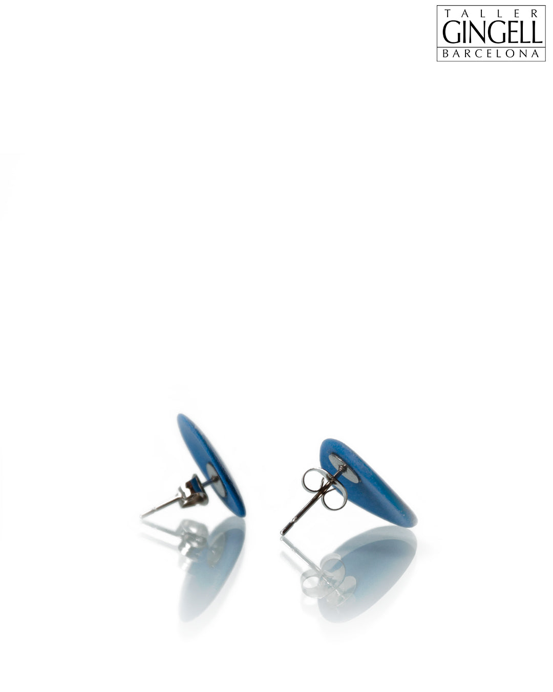 Boucles d'oreilles à tige en argent sterling et porcelaine bleu de Prusse (j - 20)