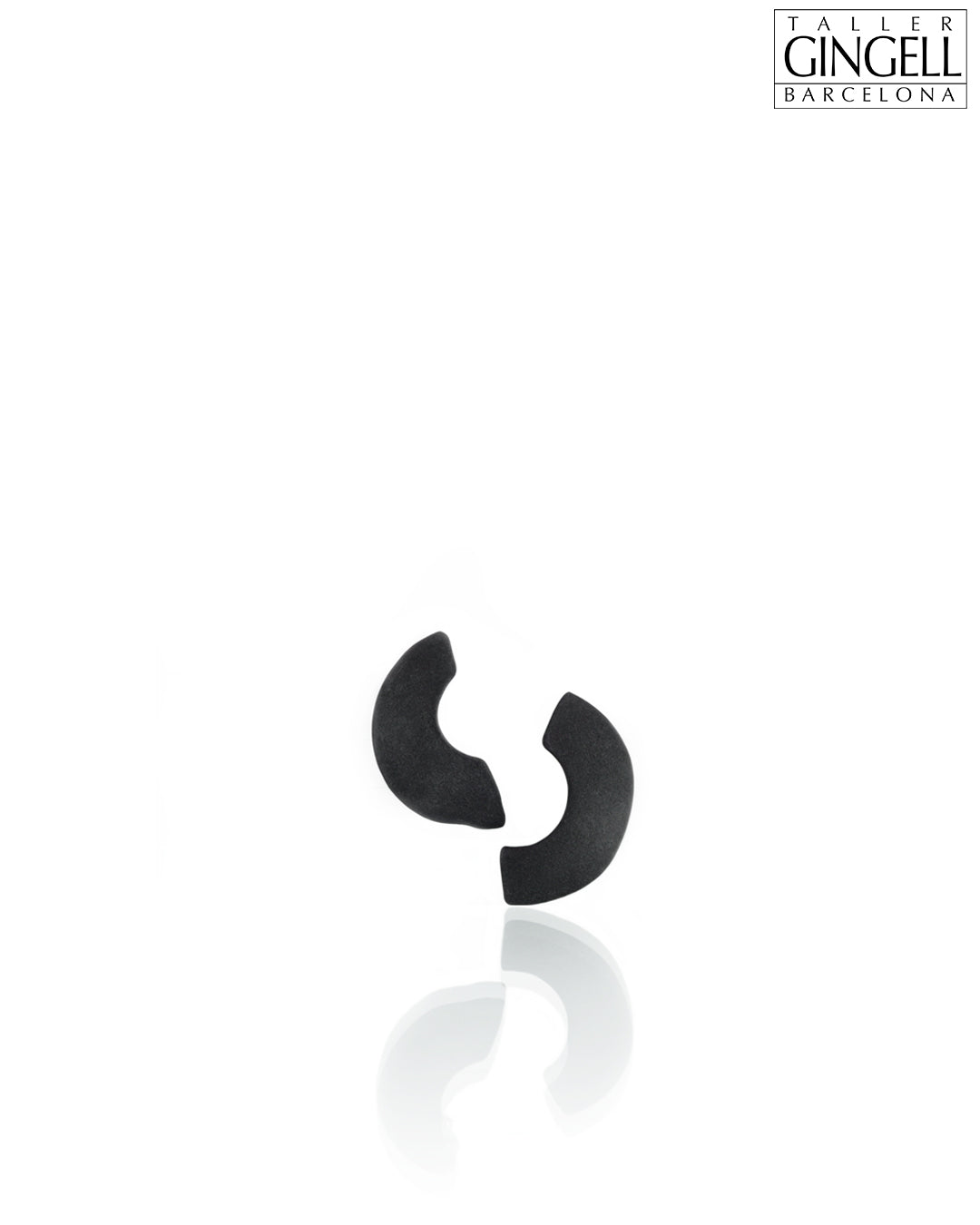 Boucles d'oreilles demi-arc en argent sterling et porcelaine noire (j - 25)