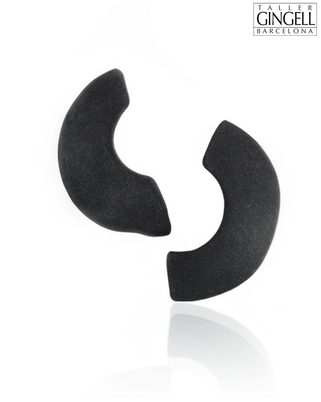 Boucles d'oreilles demi-arc en argent sterling et porcelaine noire (j - 25)