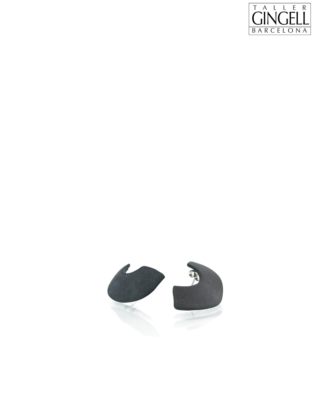 Boucles d'oreilles demi-arc en argent sterling et porcelaine noire (j - 25)