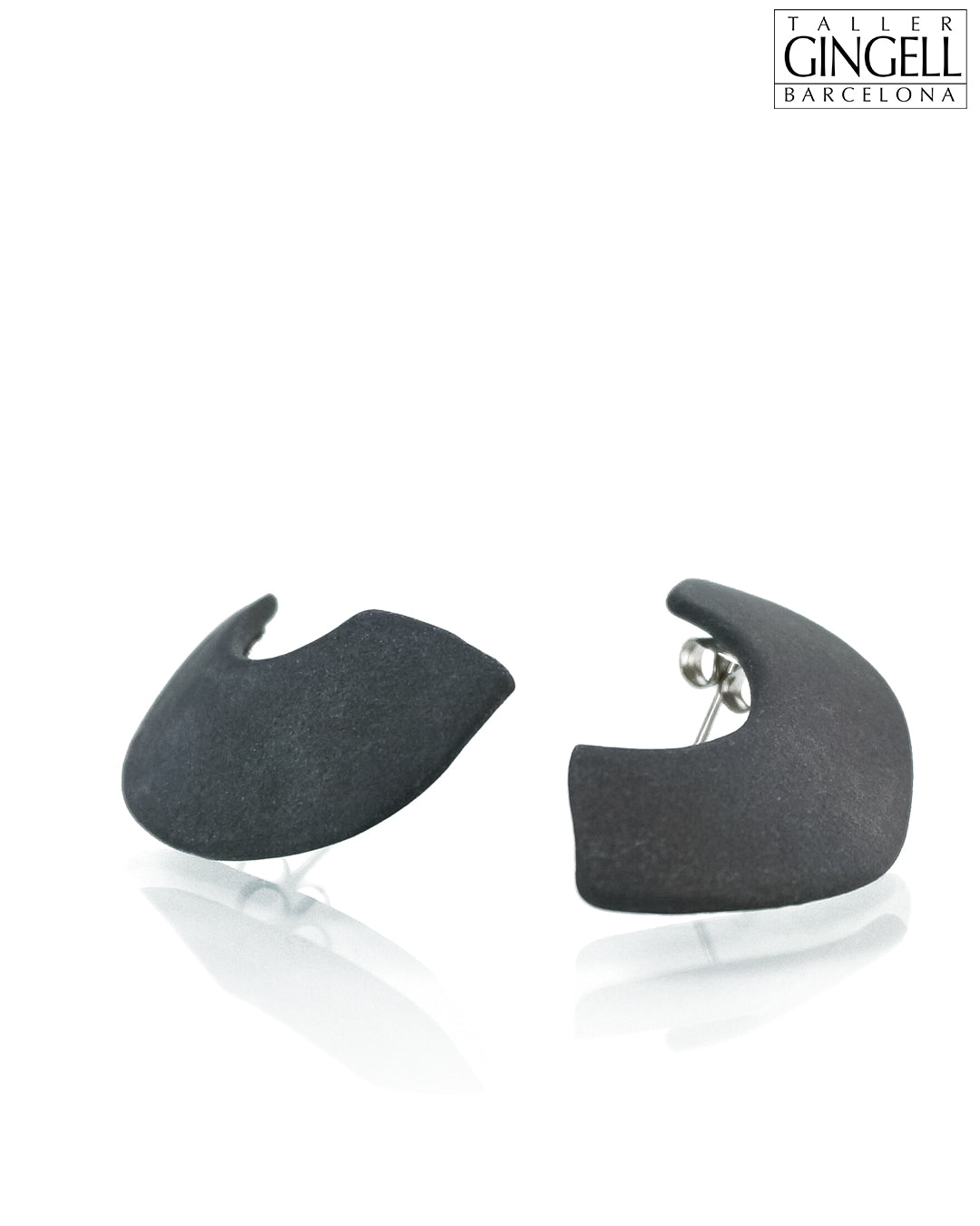 Boucles d'oreilles demi-arc en argent sterling et porcelaine noire (j - 25)
