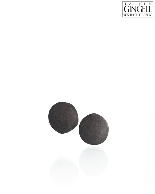 Boucles d'oreilles disques en argent sterling et porcelaine noire (j - 35)