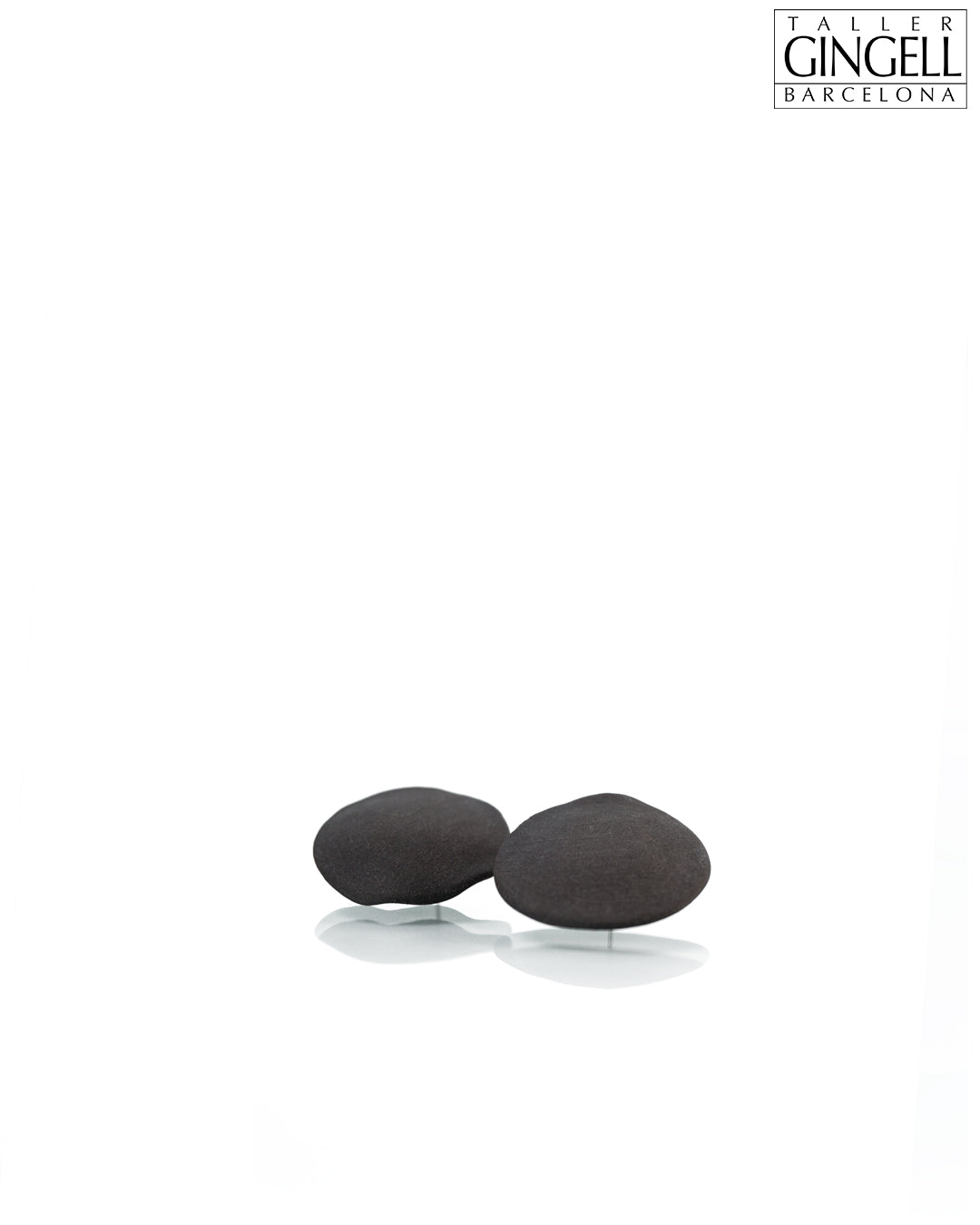 Sterling Silver and Black Porcelain Disk Earrings (j - 35)