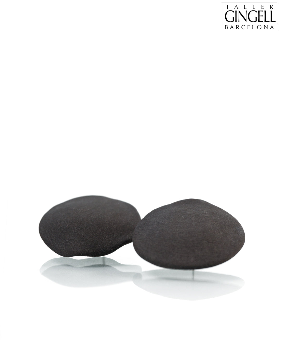 Sterling Silver and Black Porcelain Disk Earrings (j - 35)