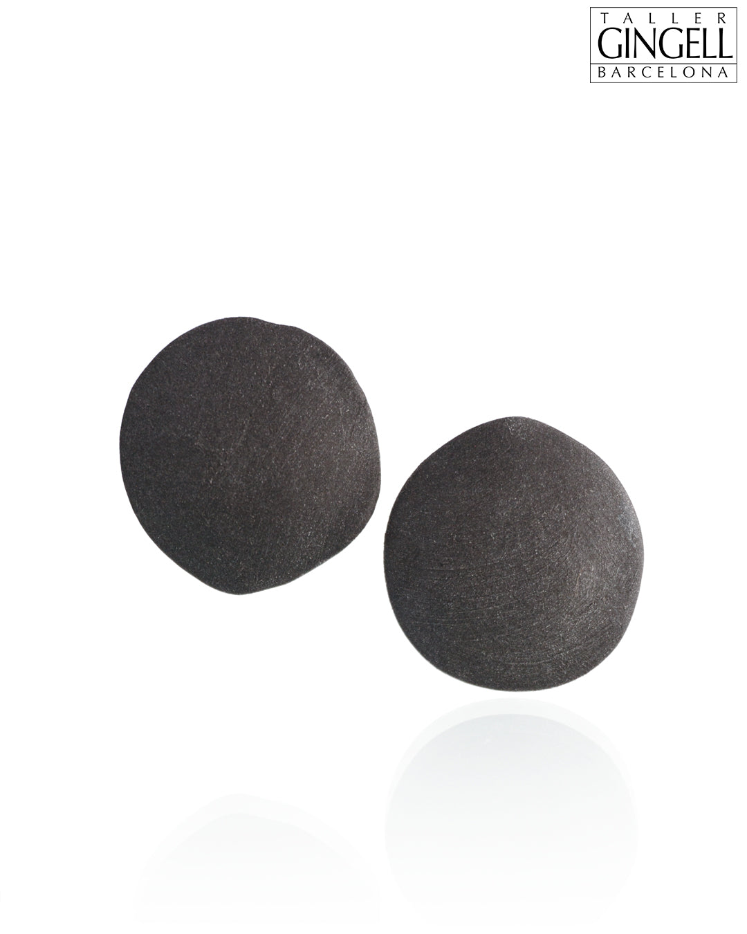 Sterling Silver and Black Porcelain Disk Earrings (j - 35)