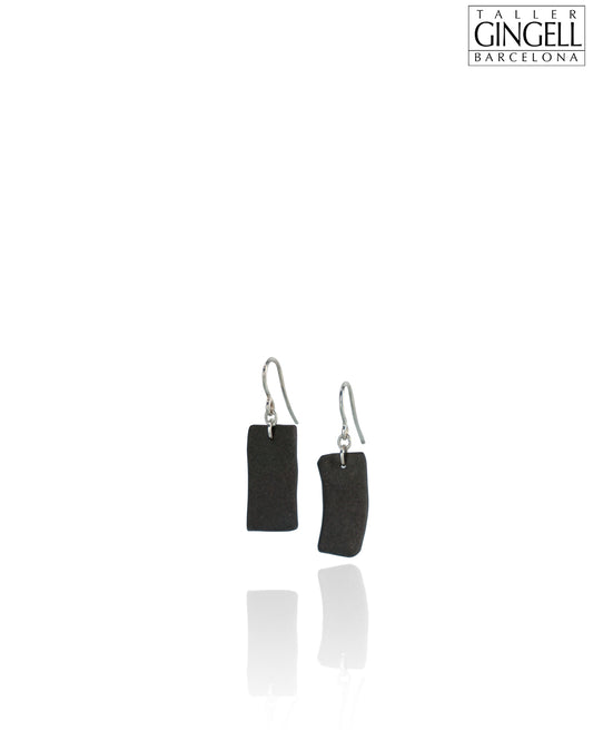 Boucles d'oreilles pendantes modernes en argent sterling et porcelaine noire (j - 36)