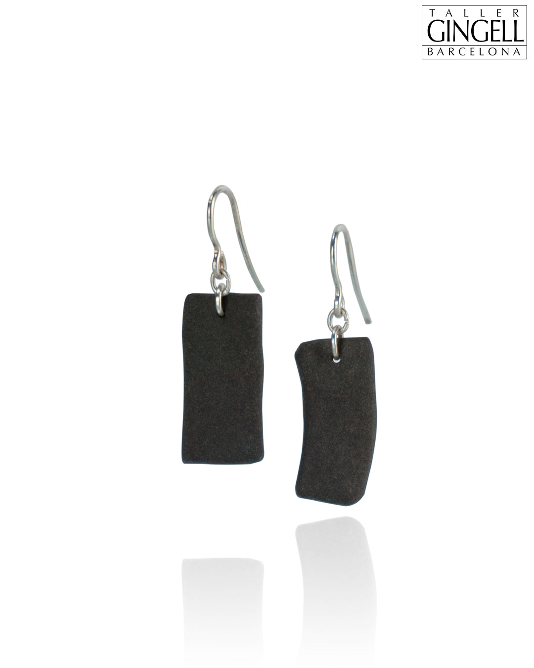 Boucles d'oreilles pendantes modernes en argent sterling et porcelaine noire (j - 36)