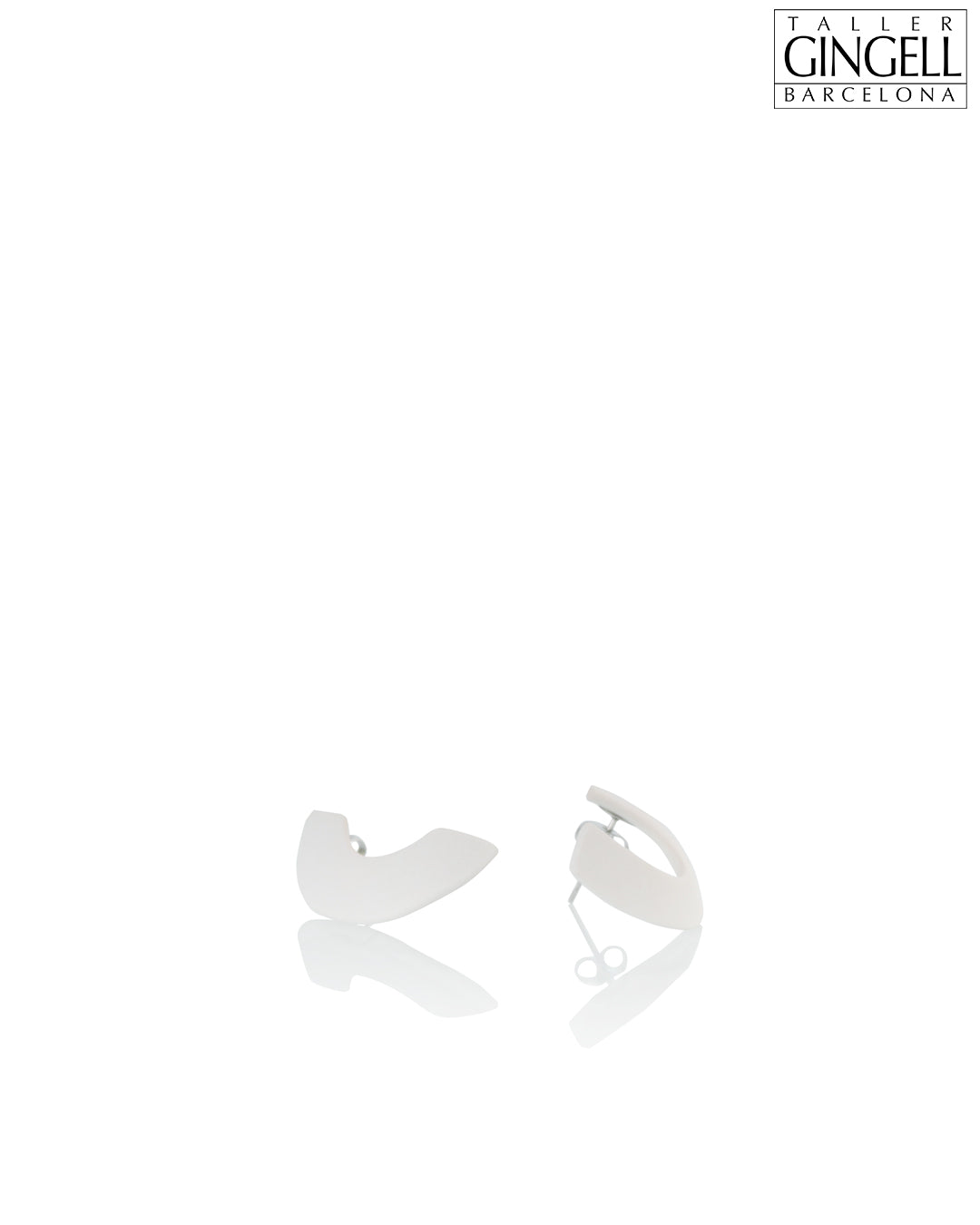 Boucles d'oreilles demi-arc en argent sterling et porcelaine blanche (j - 37)