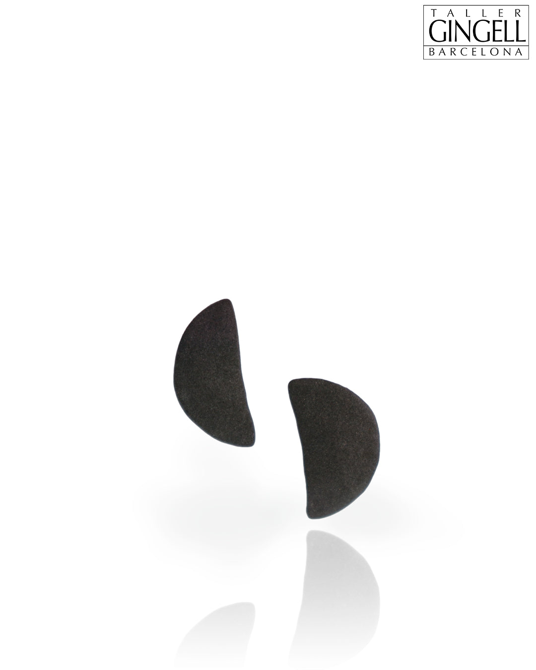 Boucles d'oreilles en argent sterling et porcelaine noire en forme de croissant (j - 41)