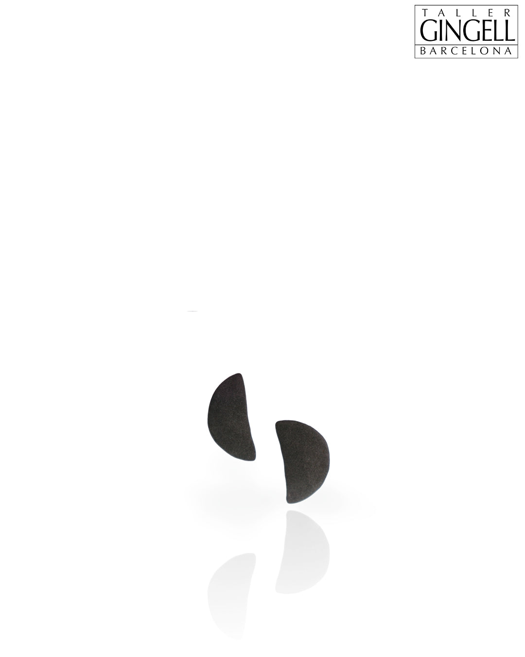 Boucles d'oreilles en argent sterling et porcelaine noire en forme de croissant (j - 41)