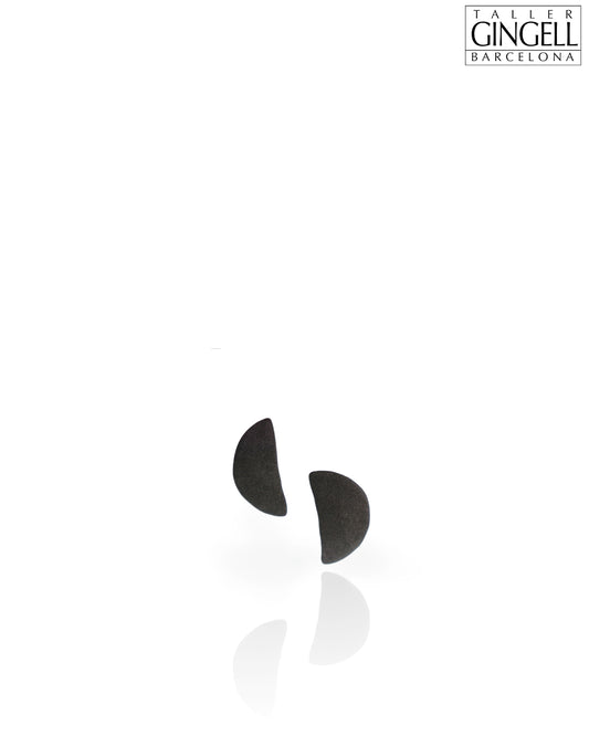 Boucles d'oreilles en argent sterling et porcelaine noire en forme de croissant (j - 41)