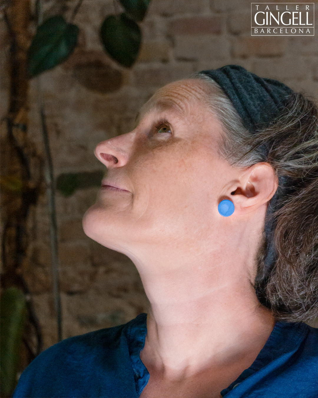 Boucles d'oreilles à tige dépareillées en argent et porcelaine (j - 45)