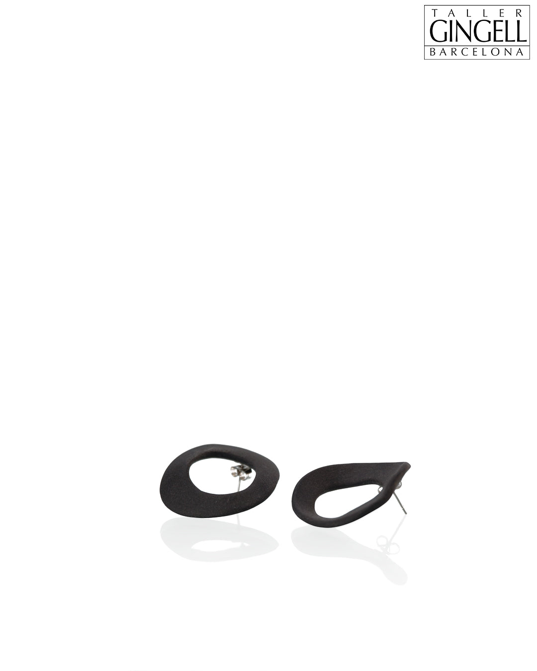 Boucles d'oreilles en argent sterling et porcelaine noire à arc complet (j - 9)