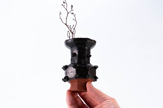 Grand vase brun bombé | Vases modernes | Petit vase en céramique (v-218)