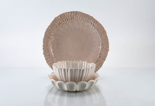 Assiette à rebord moyen, service de table 3 pièces | Deux bols | Service de table