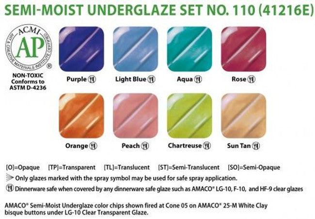 AMACO Semi-Moist Underglaze Set #110