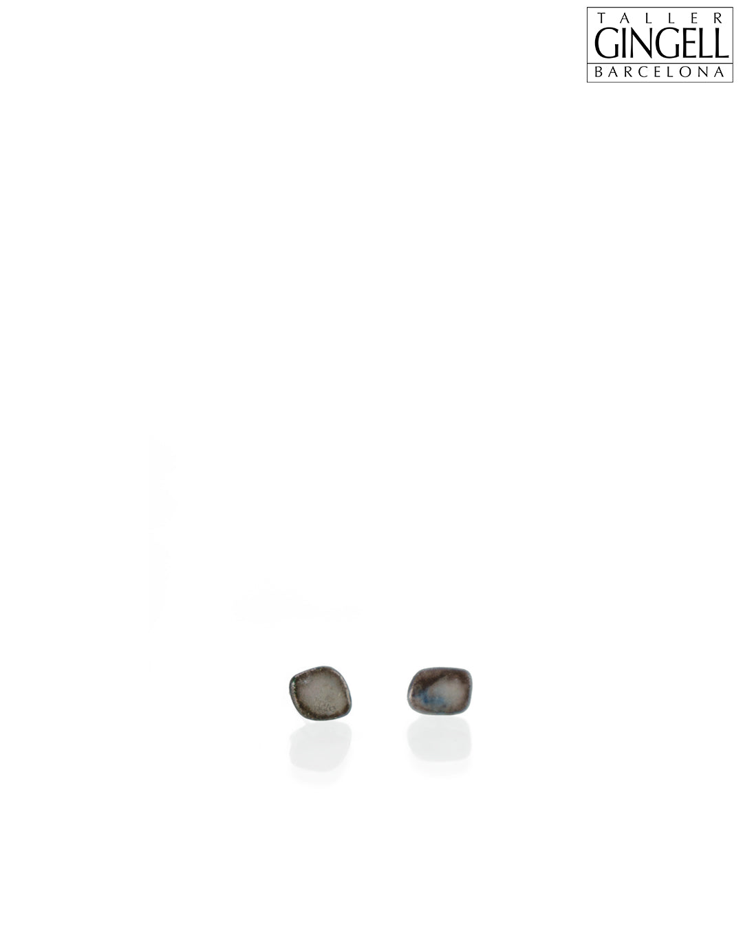Sterling Silver and Black Porcelain Stud Earrings (j - 10)