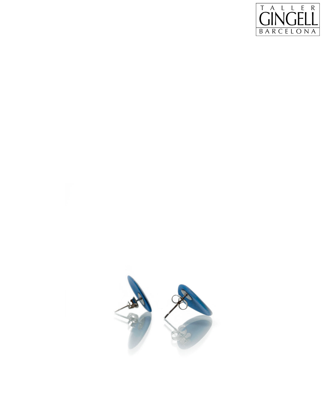 Sterling Silver and Prussian Blue Porcelain Stud Earrings (j - 20)