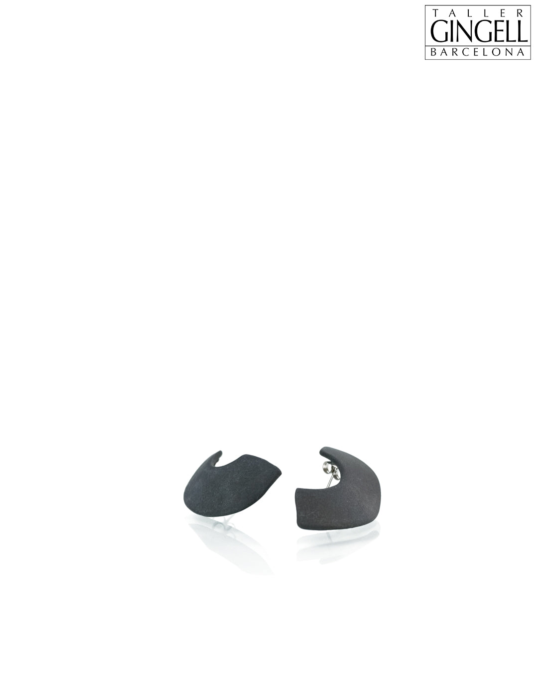 Sterling Silver and Black Porcelain Half Arc Earrings (j - 25)