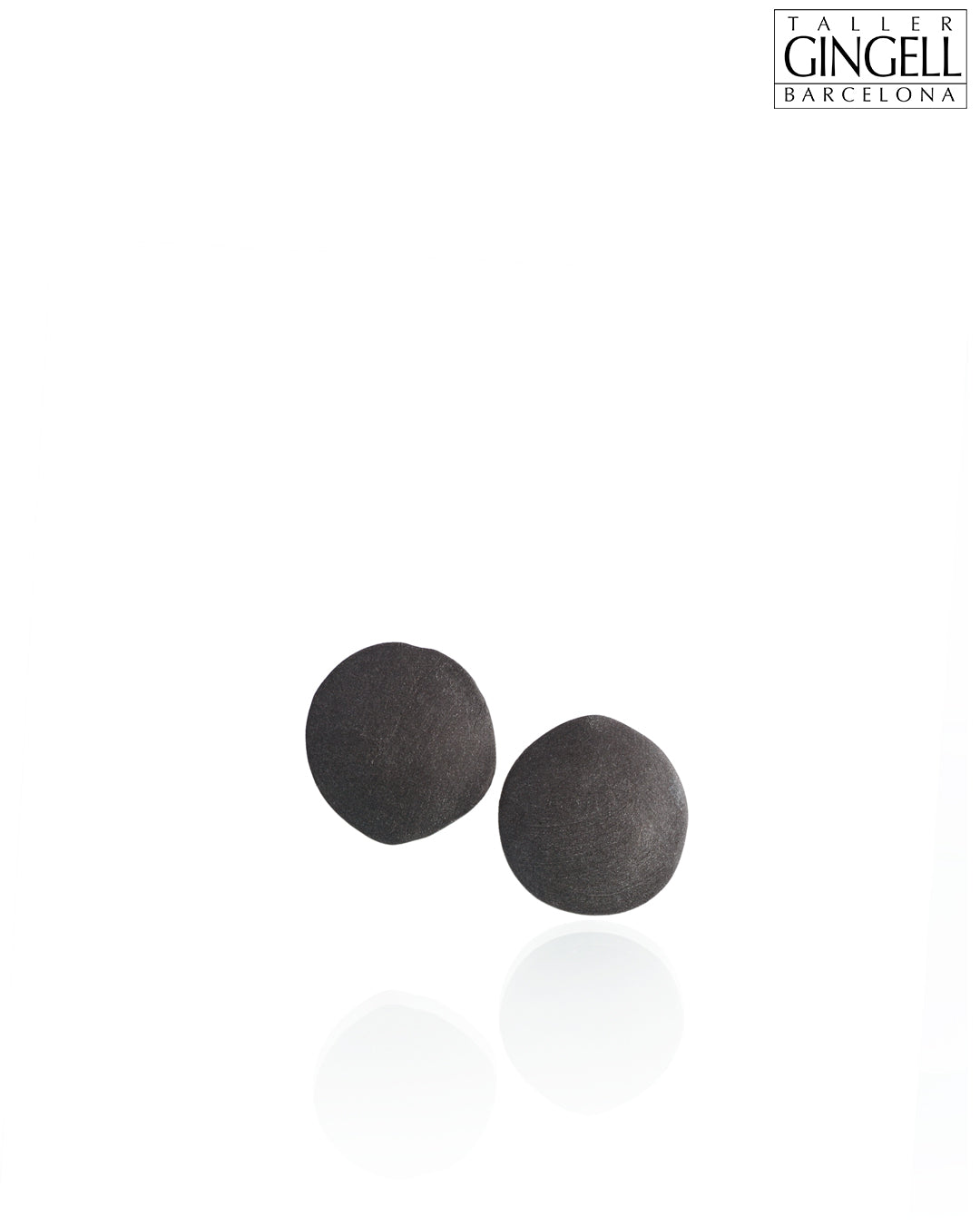 Sterling Silver and Black Porcelain Disk Earrings (j - 35)