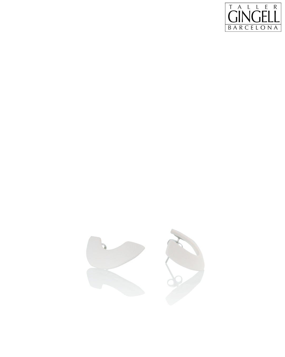 Sterling Silver and White Porcelain Half Arc Earrings (j - 37)