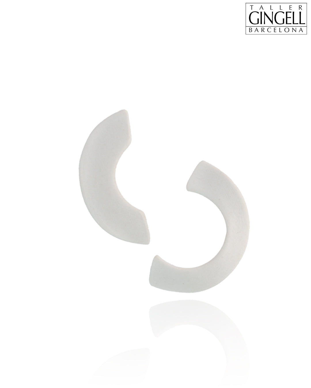 Sterling Silver and White Porcelain Half Arc Earrings (j - 37)