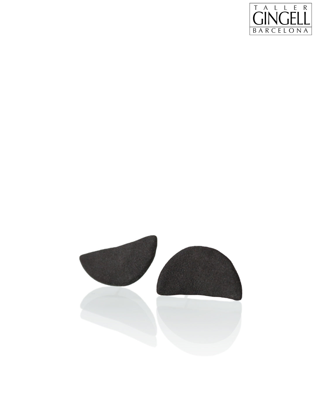 Sterling Silver and Black Porcelain Crescent Earrings (j - 41)