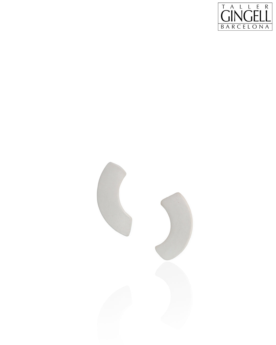 Sterling Silver and White Porcelain Trine Arc Earrings (j - 5)