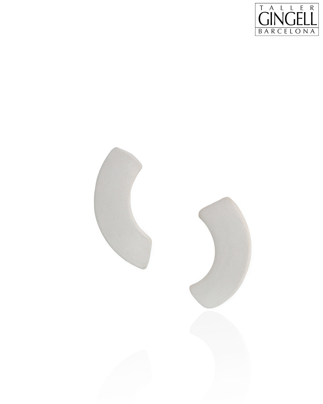 Sterling Silver and White Porcelain Trine Arc Earrings (j - 5)